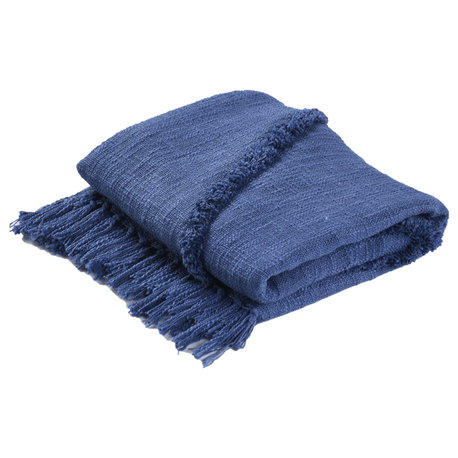 Bohemian Basics Decorative Diamond Tufted Cotton Throw Blanket, Galaxy Blue