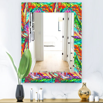 Designart Tropical Mood Bright 5 Modern Frameless Vanity Mirror, 28x40