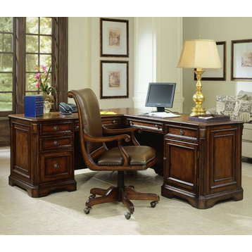 Hooker Furniture 281-10-453 68-1/4"W Hardwood Executive Desk - Medium Brown