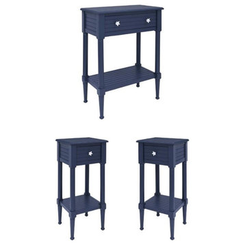 Home Square 3-Piece Set with Accent Table and 2 Side Tables in Navy