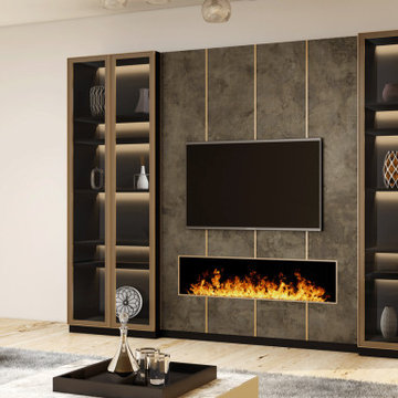 Corner TV Unit in Black Brown Sorano Finish with Alcoves | Inspired Elements