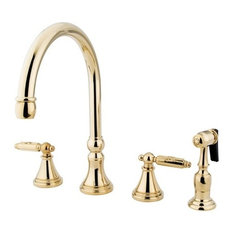 Kingston Br Kitchen Fixtures Houzz Gourmetier Two Handle Kitchen Faucet Polished Br