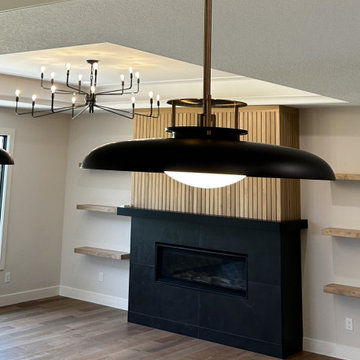 Maple Pecan Stain and Painted Black Kitchen Design in Bettendorf, Iowa