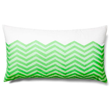 Waves Lumbar Outdoor Pillow, Green