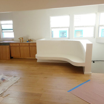 Wooden Kitchen Remodel in Progress with Custom Kitchen Bench