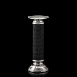 Crocodile Leather Black & Silver Candle holder - Candleholders