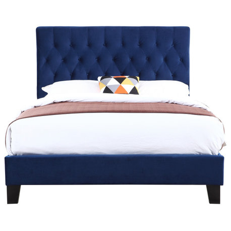 Lang Upholstered Bed, Navy, King