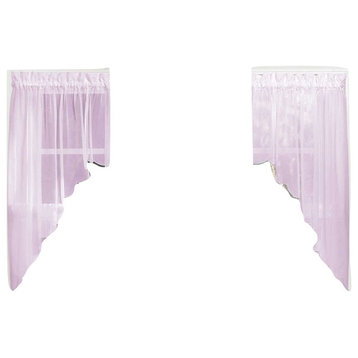 Emelia Sheer Solid Lilac Kitchen Curtain, Swag