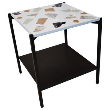 Terrazzo Side Table, White/Black