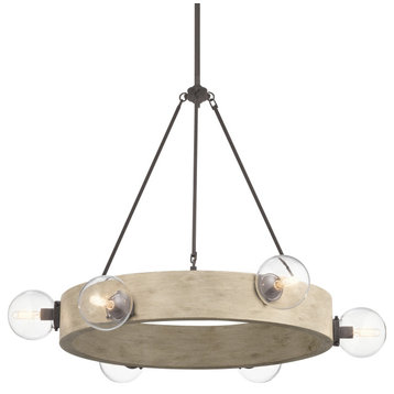Kichler 44295 Marquee 6 Light 37"W Ring Chandelier - White Washed Wood