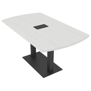 5 Ft Arc Rectangle Conference Table Square Metal Base With Electric