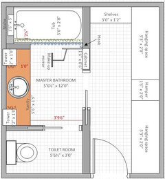 Need help with bathroom layout to maximize closet and storage!