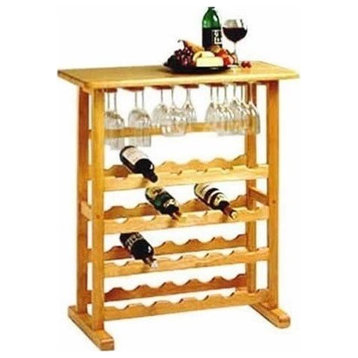 Pemberly Row 24-Bottle Transitional Solid Wood Wine Rack in Natural