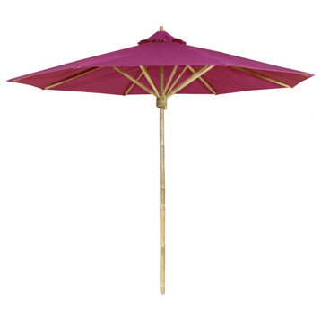 7 Foot Bamboo Umbrella With Purple Polyester Canvas