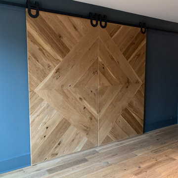 Modern White Oak Chevron Pattern Barn Doors