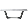 Lucia Dining Table, Gold White Ceramic Top, Anthracite Gray Legs, 79"