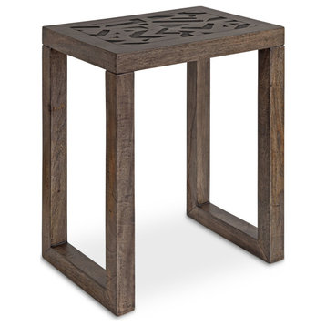 Elyria Wood Side Table, Engraved Gray, 20x14x26