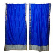2 Blue Sari Panel Rod Pocket Curtains Door Drapes Decor College 84x44