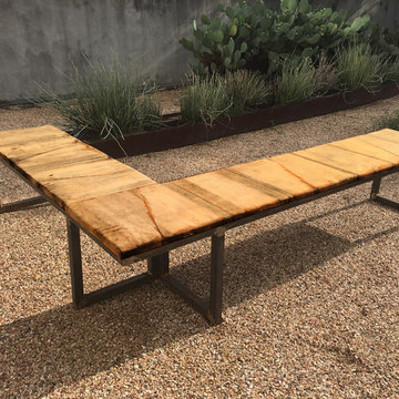 Custom Steel and Wood Two Sided Bench