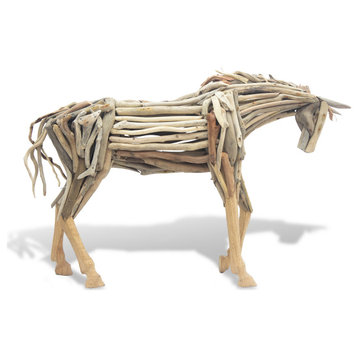 Coastal Home Décor 'Driftwood Horse Trotting' Rustic Handmade Folk Sculpture
