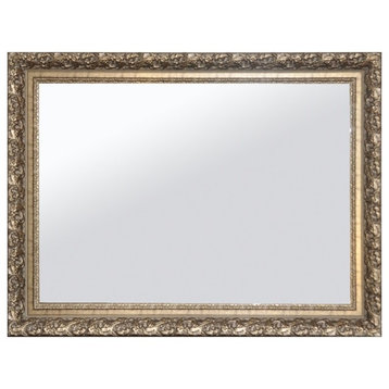 Raphael Rozen Hanging Framed Wall Mounted Mirror, Satin Gold, 30"x30"