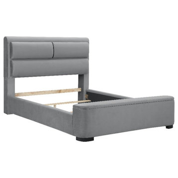 Furniture of America Fremont Contemporary Fabric Twin Bed with Storage in Gray
