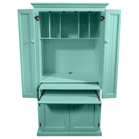 Eagle Furniture Coastal Computer Armoire Work Station, Aqua Fiesta