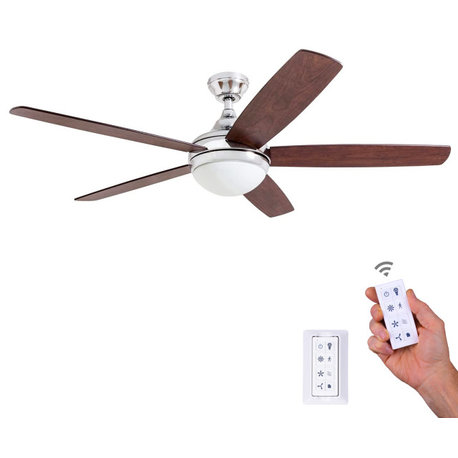 Prominence Home Ashby Ceiling Fan with Light and Remote, 52 inch, Chrome