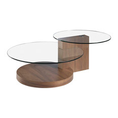 Duo Walnut Wood and Glass Coffee Table - Spare Part