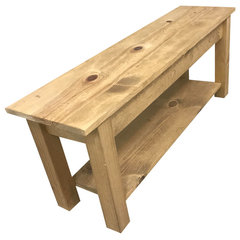 Ranch Golden Oak Bench with Shelf 66