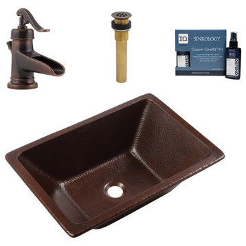 Hawking Copper 20" Rectangular Dual Flex Bath Sink with Ashfield Faucet Kit
