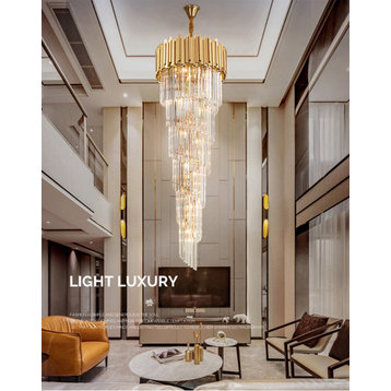 Monaco Luxurious Grand Gold Crystal Chandelier, 39.4''