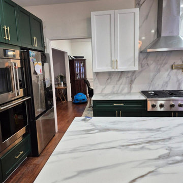 Modern Green & White Kitchen Remodel