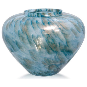 Firenze Vase, Swirled Blue/Gold Metallic/High Gloss