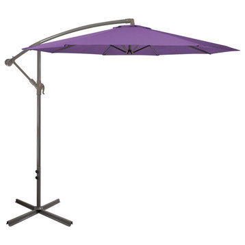 10ft Offset Outdoor Patio Umbrella with Hand Crank Purple