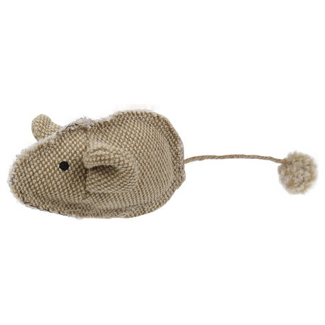 Pompom Kitty Mouse Plush Catnip Cat Toy, Brown