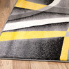 Summit- Gray Abstract Area Rug With Yellow and White Lines, Design, H21, 2'x3'