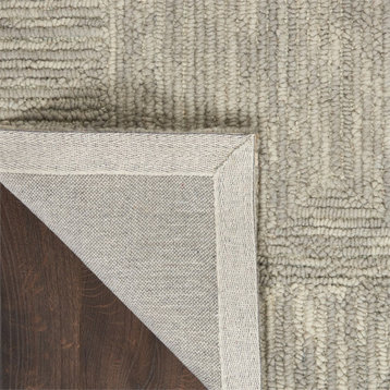 Nourison Vail 63x87" Rectangle Contemporary Wool Area Rug in Ivory