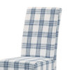 Percival Upholstered Dining Chairs, Set of 2, Dark Blue Plaid and Espresso, 100% Polyester