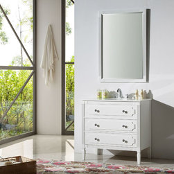 Abel 36 inch White Finish Bathroom Vanity Artificial Stone Top - Bathroom Vanities And Sink Consoles