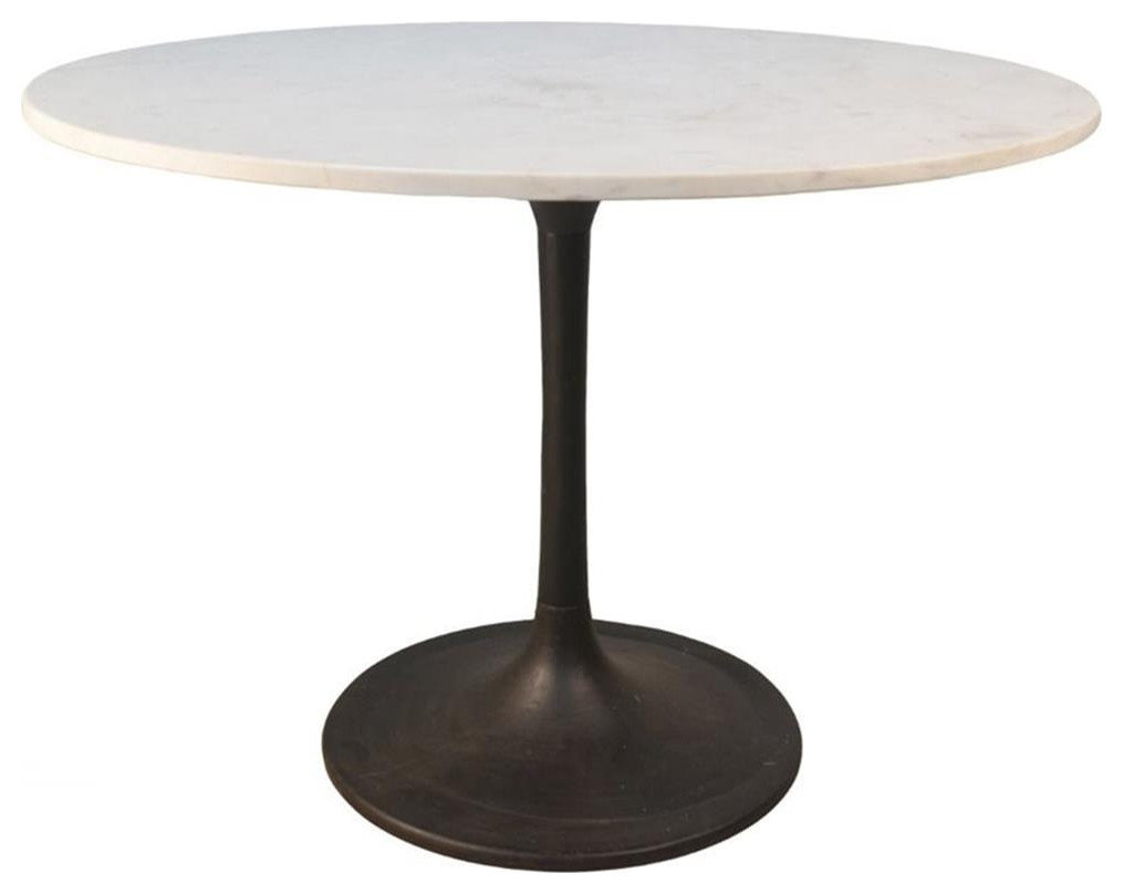 Carolina Classics Enzo 40" Round Marble Top Dining Table White Top ...