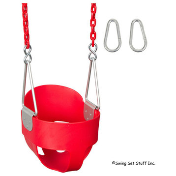 High-Back Full Bucket Swing Seat With Coated Chains, 8.5', Red
