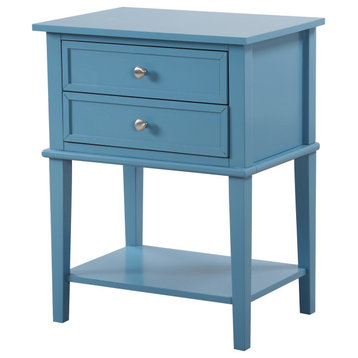 Newton Two Drawer Nightstand, Blue