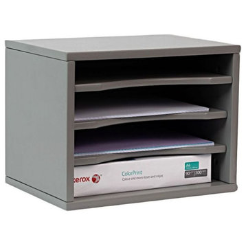 POW Furniture 4-Shelf Storage Desktop Organizer & Paper Sorter, Sleek Gray