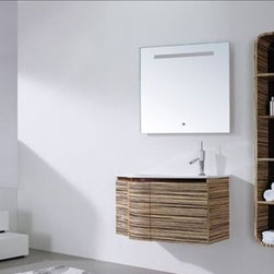 Unique 35.5" Modern Bathroom Vanity Set with Curvy Front Green Teak VM-V11063 - Bathroom Vanities And Sink Consoles