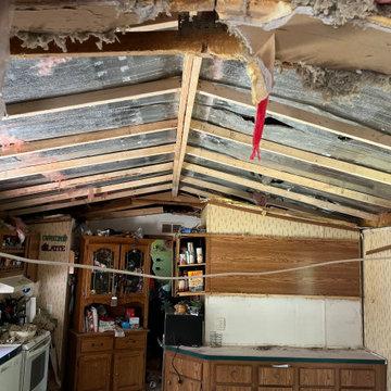 Tree fell through trailer roof repair