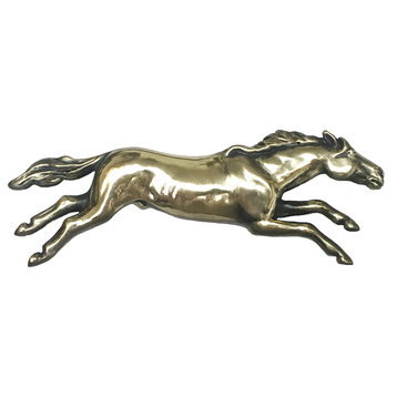 Wild Horse Pull, Right Facing, Antique Brass