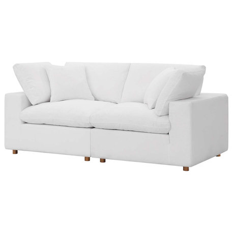 Modular Deep Sofa, White, Fabric, Modern, Lounge Cafe Hotel Lobby Hospitality