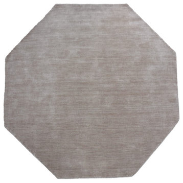 Hand Knotted Loom Wool Area Rug Solid Beige, [Octagon] 10'x10'