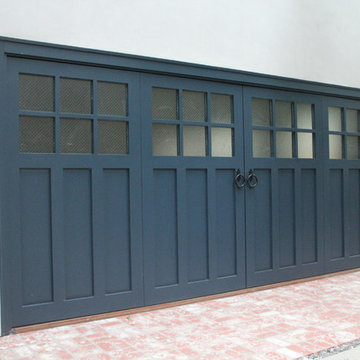 Blue Carriage Doors with Glass Windows - Studio City, CA